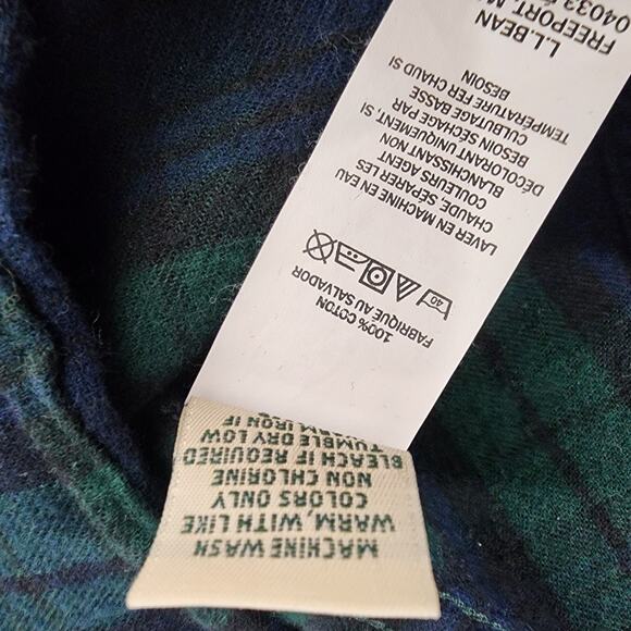 LL Bean Womens Flannel Shirt XL Petite Blue Green Button Plaid Fitted Outdoor - Picture 9 of 9